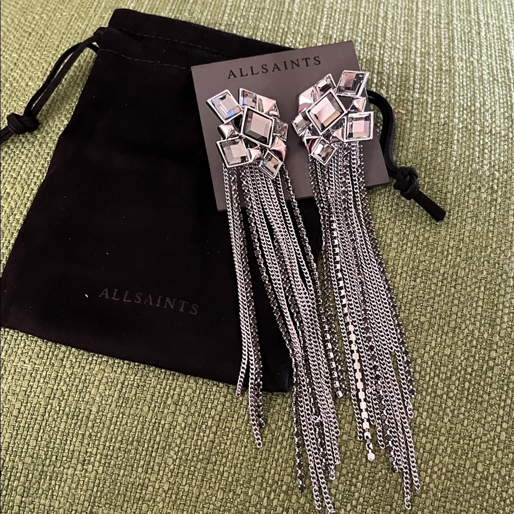 All Saints Silver Geometric Earrings
